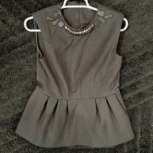 NEW - Zara Medium Black Embellished Sleeveless Dressy Top Pleated